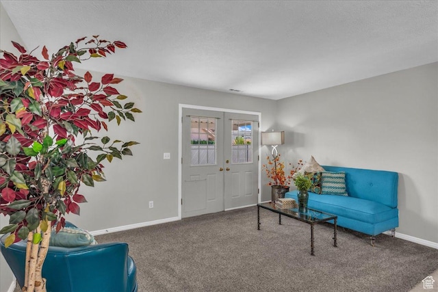 1360 E Telegraph Unit 14, Washington, UT 84780 - carpeted living area with french doors and a textured ceiling
