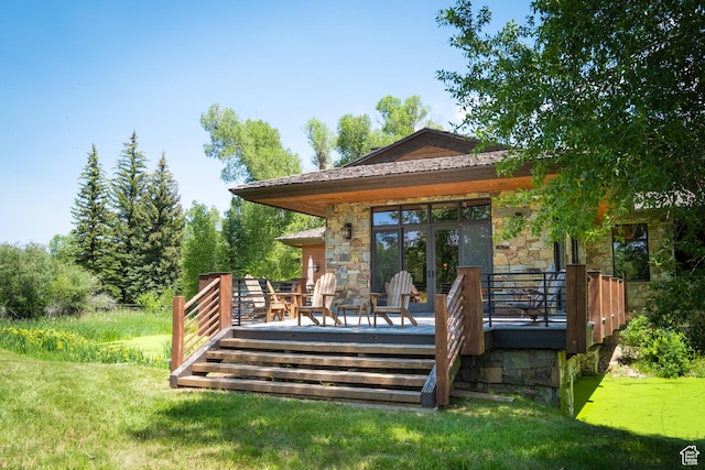 4445 N Millrace Rd, Oakley, UT 84055 - deck with a lawn and french doors
