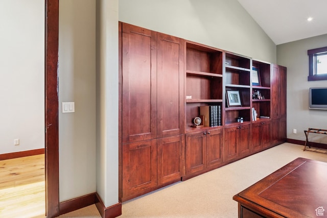 4445 N Millrace Rd, Oakley, UT 84055 - office area featuring vaulted ceiling and baseboards