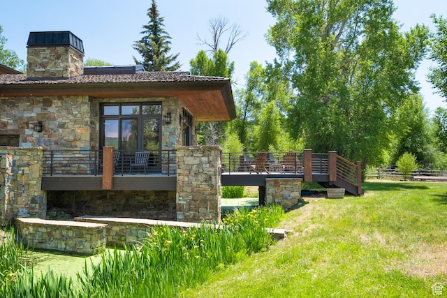 4445 N Millrace Rd, Oakley, UT 84055 - view of side of property with stone siding and a chimney