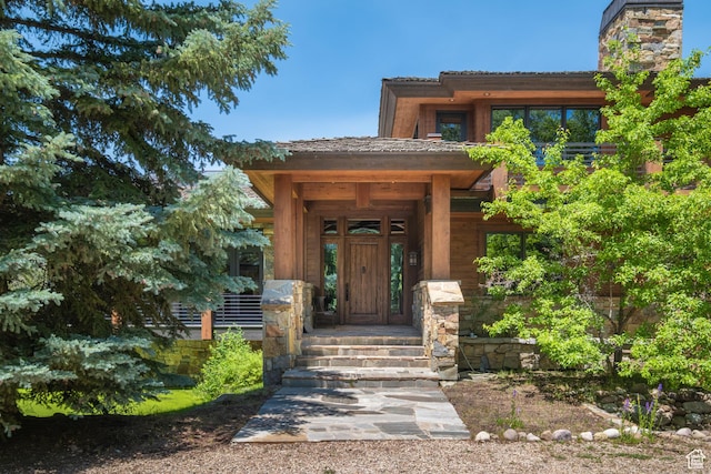 4445 N Millrace Rd, Oakley, UT 84055 - doorway to property featuring a chimney
