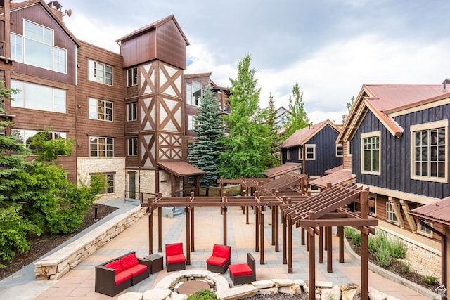 1825 Three Kings Dr Unit 703, Park City, UT 84060 - view of home's community featuring an outdoor living space with a fire pit and a patio area