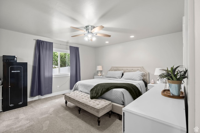 1235 N Valley Hills Blvd, Heber City, UT 84032 - bedroom featuring light colored carpet, recessed lighting, and ceiling fan