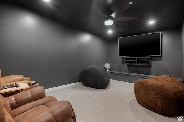11508 S 5825 W, Payson, UT 84651 - cinema room featuring a ceiling fan, recessed lighting, and carpet floors