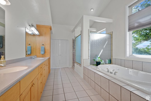 11508 S 5825 W, Payson, UT 84651 - full bathroom with a garden tub, a stall shower, plenty of natural light, and double vanity