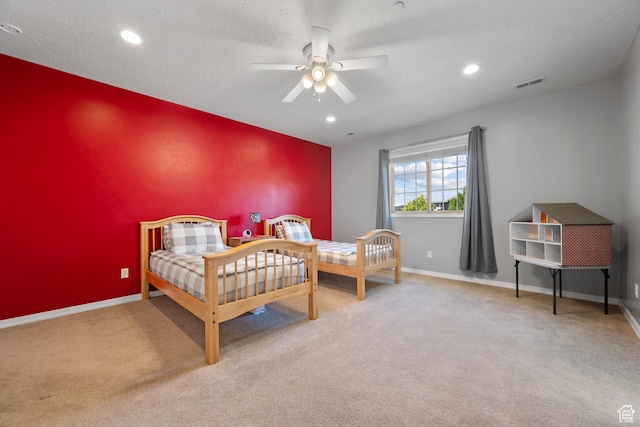 11508 S 5825 W, Payson, UT 84651 - carpeted bedroom featuring recessed lighting, an accent wall, and ceiling fan