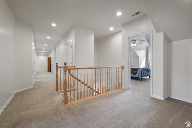 11508 S 5825 W, Payson, UT 84651 - hall with an upstairs landing, carpet floors, and recessed lighting