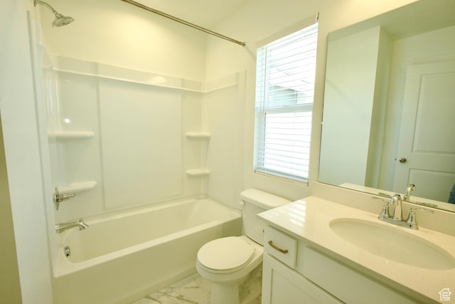 6669 W Skip Rock Rd, South Jordan, UT 84009 - full bathroom with vanity, shower / bath combination, and marble look tiles