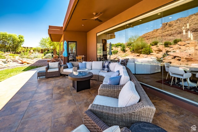 2336 W Entrada Trl Unit 26, St George, UT 84770 - view of patio featuring an outdoor living space and a ceiling fan