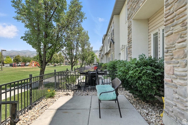 487 W 1490 N Unit 106, Logan, UT 84341 - view of patio / terrace with a mountain view