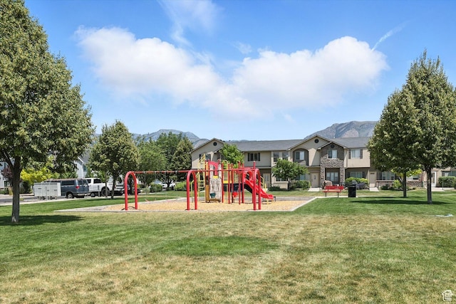 487 W 1490 N Unit 106, Logan, UT 84341 - community play area with a mountain view and a lawn