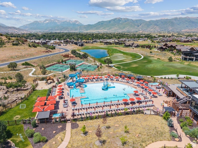 3057 E Corral Peak Cir Unit 147, Heber City, UT 84032 - aerial view of residential area with a golf club and a water and mountain view