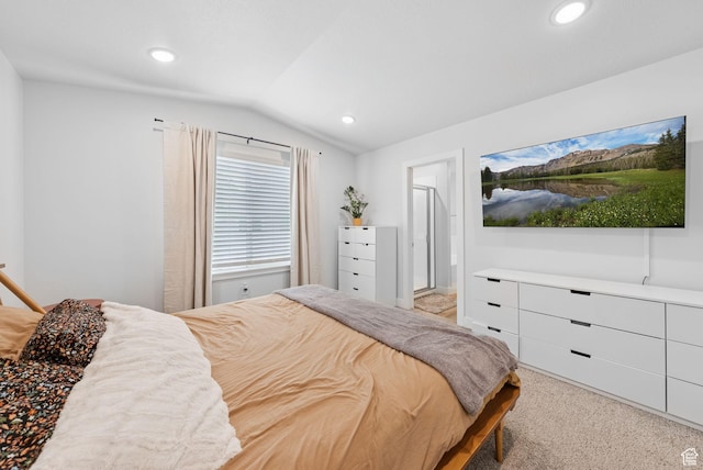 4913 W Olympic View Dr S, Kearns, UT 84118 - bedroom with lofted ceiling, light carpet, and recessed lighting