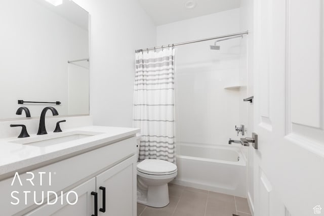 3643 W 650 N, Layton, UT 84041 - bathroom with vanity, tile patterned floors, and shower / bathtub combination with curtain