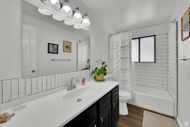 1888 W 7265 S, West Jordan, UT 84084 - full bathroom featuring vanity, shower / bath combination with curtain, and wood finished floors