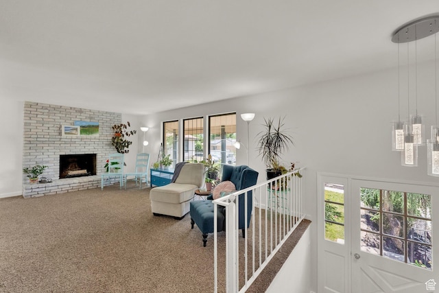 1888 W 7265 S, West Jordan, UT 84084 - carpeted living room featuring a fireplace