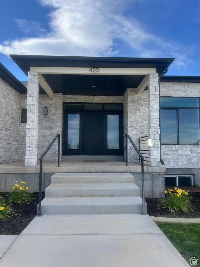 420 W 350 N, Gunnison, UT 84634 - property entrance featuring stone siding and covered porch