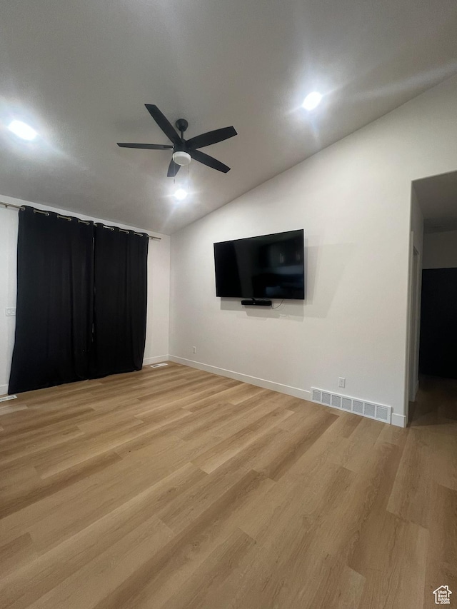 420 W 350 N, Gunnison, UT 84634 - unfurnished living room with ceiling fan, vaulted ceiling, and wood finished floors