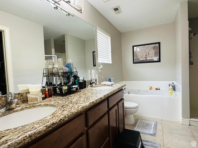 10227 Mystic Brook Way S, South Jordan, UT 84095 - full bathroom featuring a bath, double vanity, a shower, and tile patterned floors