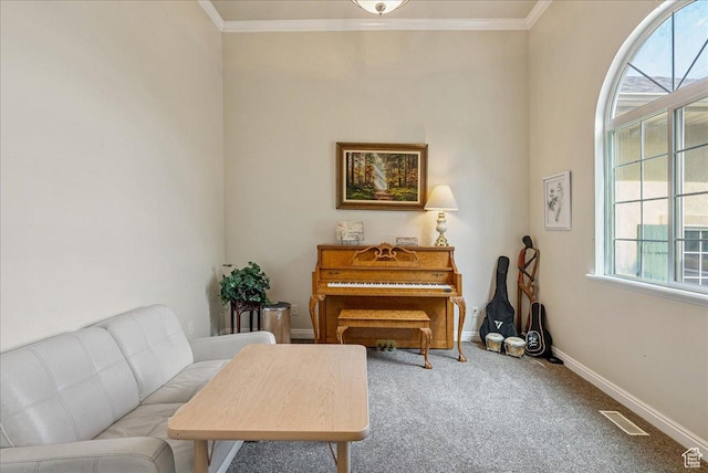 2602 W 11625 S, Riverton, UT 84095 - living area featuring carpet flooring and crown molding
