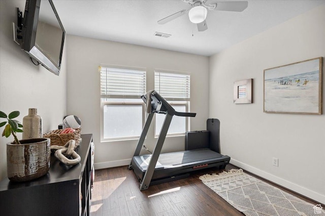 10848 S Tahoe Way S, Jordan, UT 84009 - exercise area with a ceiling fan and wood finished floors