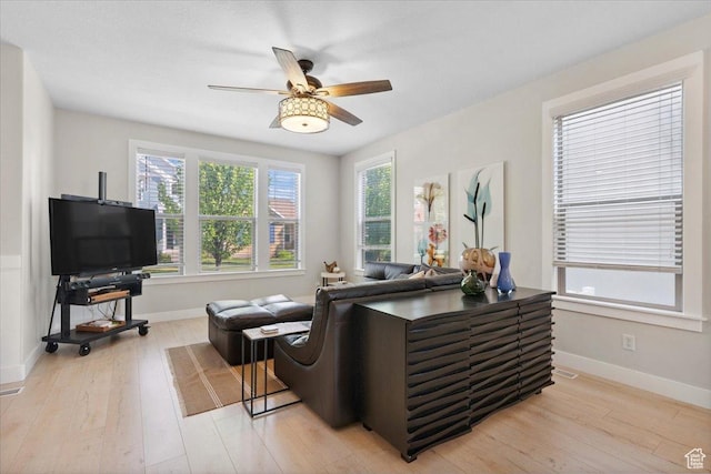 10848 S Tahoe Way S, Jordan, UT 84009 - living room featuring light wood finished floors and ceiling fan