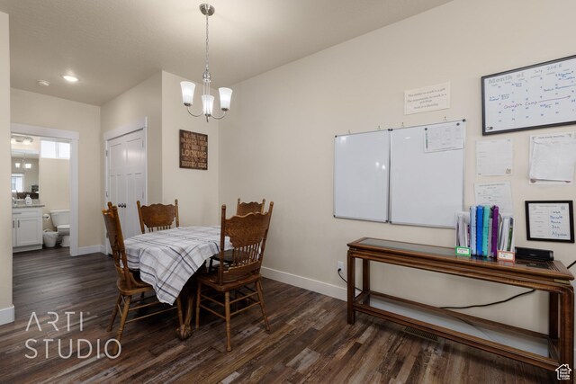1619 N 1320 E, Payson, UT 84651 - dining area with dark wood-style floors, a chandelier, and recessed lighting