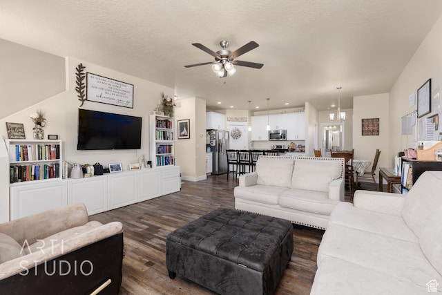 1619 N 1320 E, Payson, UT 84651 - living room featuring dark wood-style flooring and a ceiling fan