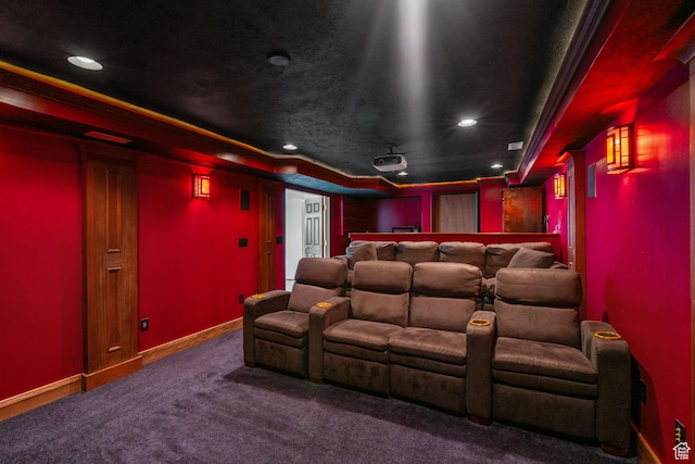 8711 S Rustler Rd, Cottonwood Heights, UT 84093 - home theater room featuring carpet flooring, recessed lighting, a raised ceiling, and a bar