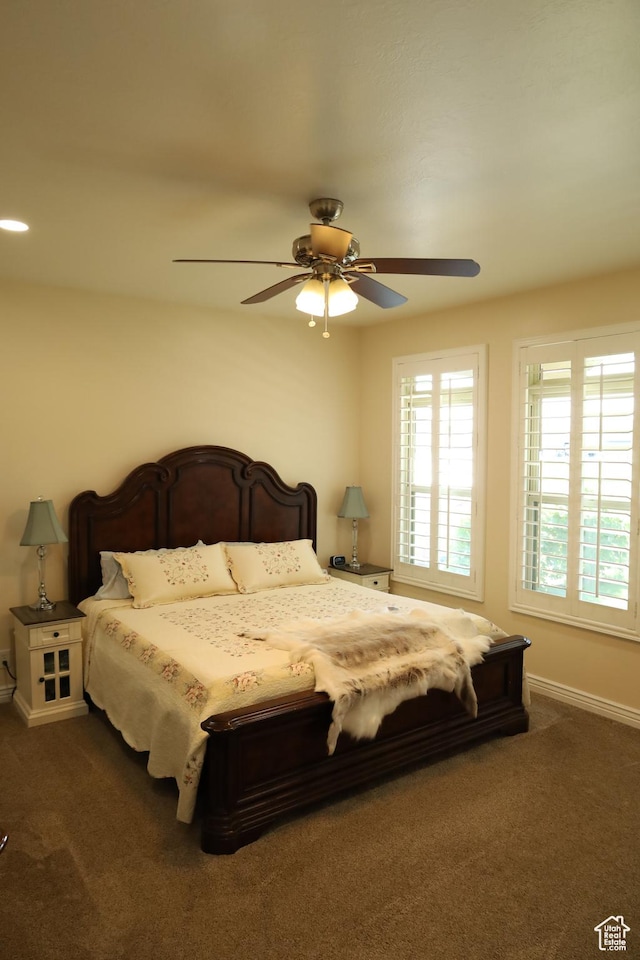 2681 N 3375 W, Plain City, UT 84404 - bedroom featuring dark carpet and ceiling fan