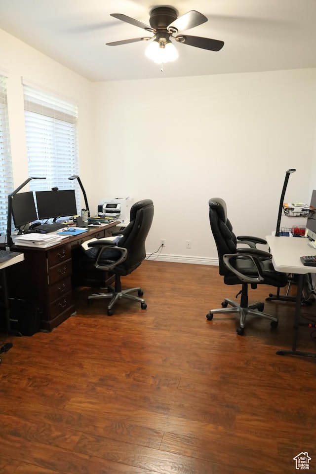 2681 N 3375 W, Plain City, UT 84404 - office space featuring a ceiling fan and dark wood finished floors