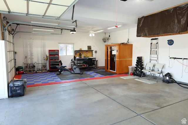 2681 N 3375 W, Plain City, UT 84404 - garage with a garage door opener and a ceiling fan