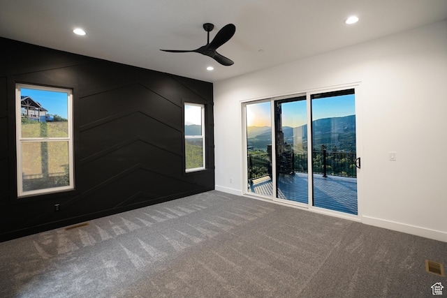 9281 E Rdg Pine Dr, Heber City, UT 84032 - unfurnished room with carpet flooring, ceiling fan, recessed lighting, and plenty of natural light