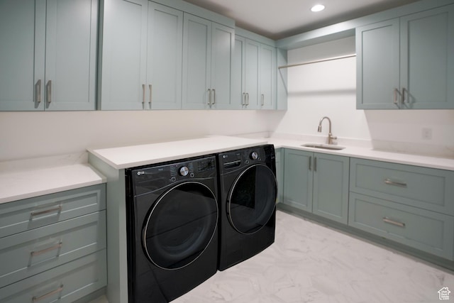9281 E Rdg Pine Dr, Heber City, UT 84032 - washroom featuring cabinet space, washing machine and dryer, and recessed lighting
