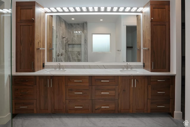 9281 E Rdg Pine Dr, Heber City, UT 84032 - full bathroom with double vanity and a marble finish shower