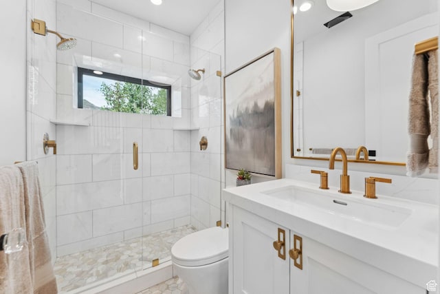 1400 Weber Wild Rd, Oakley, UT 84055 - full bath featuring vanity, a shower stall, and recessed lighting