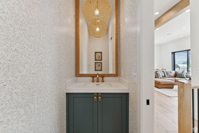 1400 Weber Wild Rd, Oakley, UT 84055 - bathroom featuring ensuite bath, vanity, wood finished floors, and recessed lighting