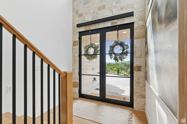 1400 Weber Wild Rd, Oakley, UT 84055 - foyer entrance with wood finished floors and french doors