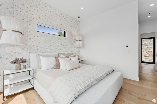 1400 Weber Wild Rd, Oakley, UT 84055 - bedroom featuring wood finished floors, recessed lighting, and wallpapered walls