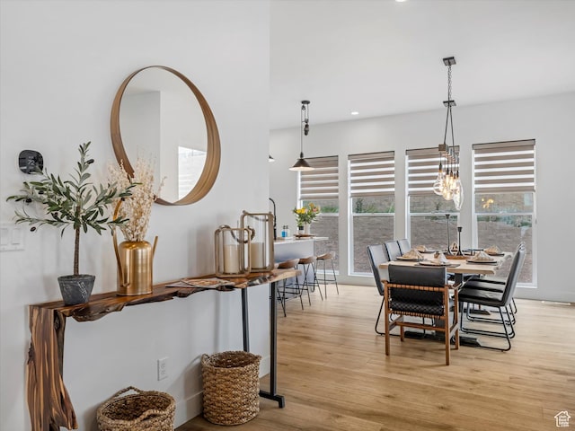 5796 N Valley View Rd, Lehi, UT 84043 - dining space with light wood finished floors, healthy amount of natural light, recessed lighting, and a chandelier
