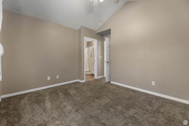 3152 W Davencourt Loop, Lehi, UT 84043 - empty room with carpet flooring, vaulted ceiling, and ceiling fan
