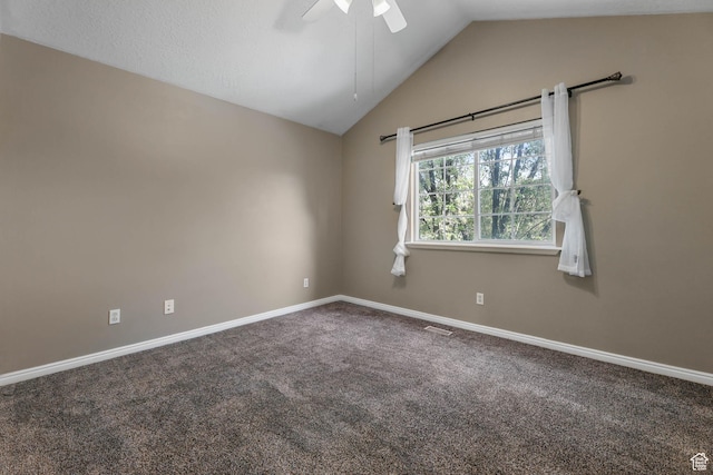 3152 W Davencourt Loop, Lehi, UT 84043 - spare room featuring vaulted ceiling, carpet flooring, and a ceiling fan