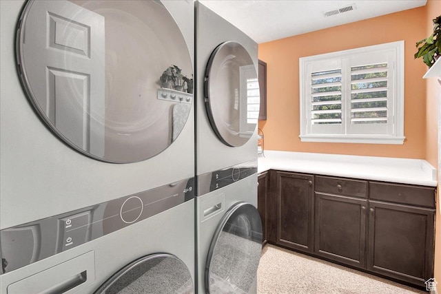 955 Mink Cir N, Salt Lake, UT 84054 - laundry room with stacked washer / drying machine and cabinet space