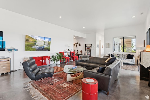 11515 N White Tail Ct, Hideout, UT 84036 - living room with concrete flooring and recessed lighting