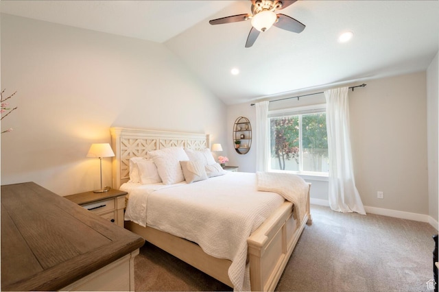 2071 S 500 E, Heber City, UT 84032 - bedroom with lofted ceiling, light carpet, recessed lighting, and ceiling fan