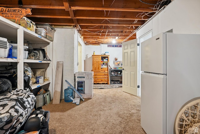 12671 S Somerdowns Ct, Draper, UT 84020 - unfinished below grade area with freestanding refrigerator and carpet
