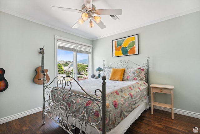 12671 S Somerdowns Ct, Draper, UT 84020 - bedroom featuring wood finished floors, ornamental molding, and ceiling fan