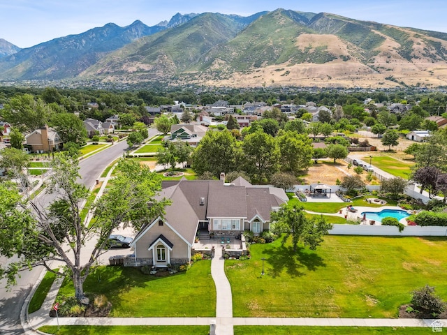 12671 S Somerdowns Ct, Draper, UT 84020 - aerial view of residential area featuring a mountainous background and a pool