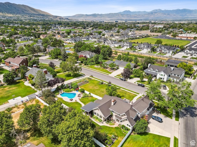12671 S Somerdowns Ct, Draper, UT 84020 - aerial view of residential area with a pool and a mountain backdrop