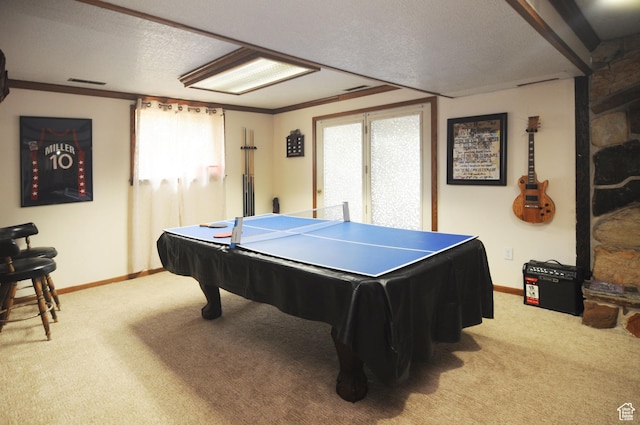 136 E 700 S, Farmington, UT 84025 - recreation room with carpet flooring, plenty of natural light, a textured ceiling, and billiards table